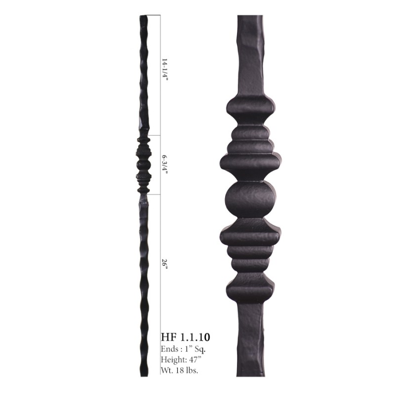 Single Decorative Ornamental Iron Newel Post Raw