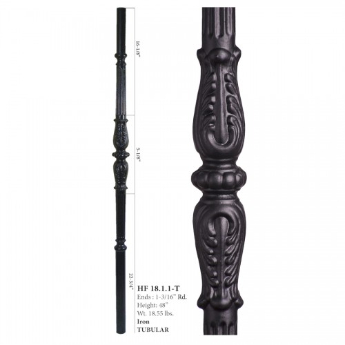 Large Decorative Ornamental Hollow Iron Newel Post Satin Black
