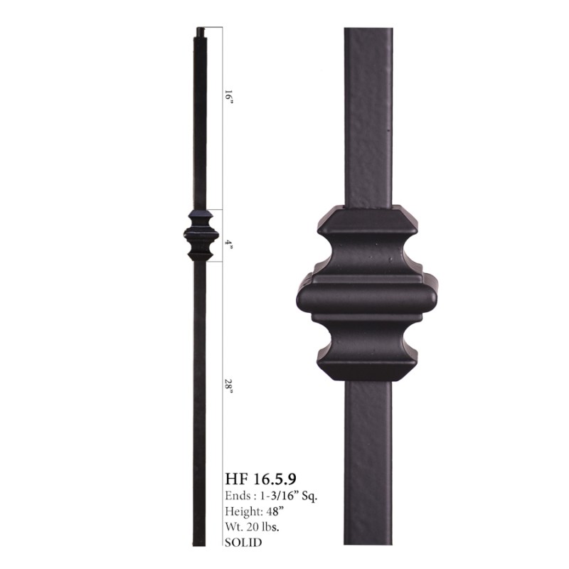 Single Knuckle Square Iron Newel Post Raw