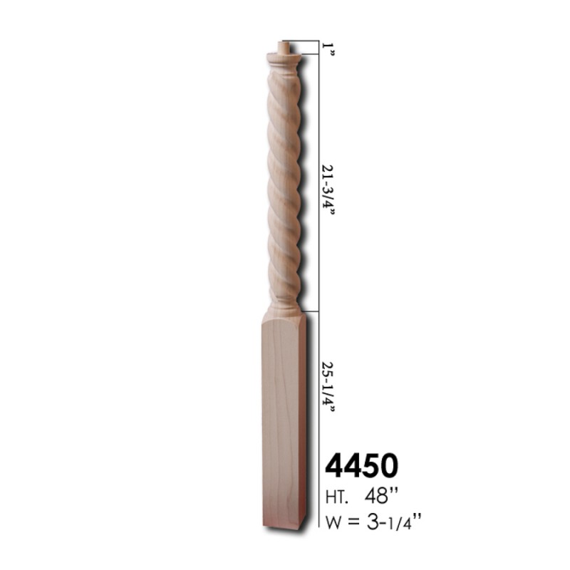 Elegante Series Twisted Pin Top Newel Post Red Oak