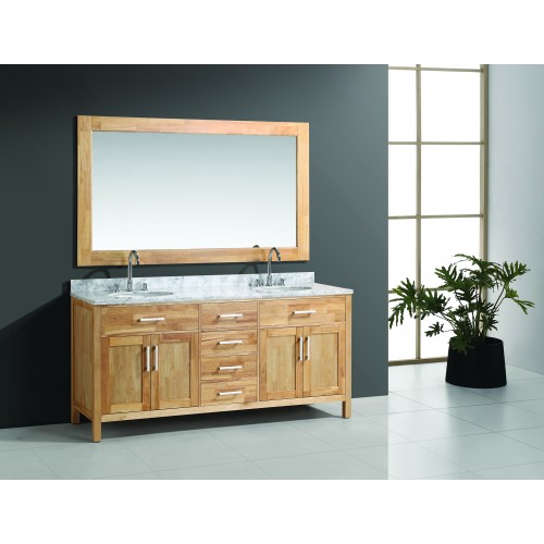 London 72" Double Sink Vanity Set in Oak Color 
