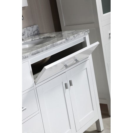 London 72" Double Sink Vanity Set in White with two matching linen cabinet in White