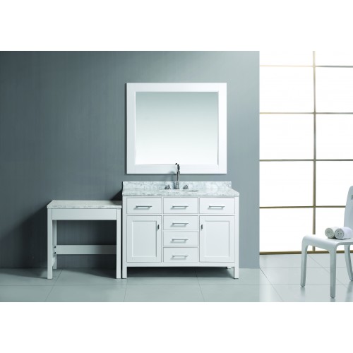 London 48" Single Sink Vanity Set in White Finish with Make-up table in White