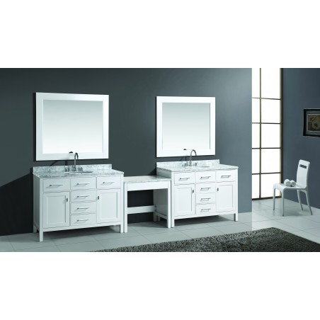 Two London 48" Single Sink Vanity Set in White Finish with One Make-up table in White