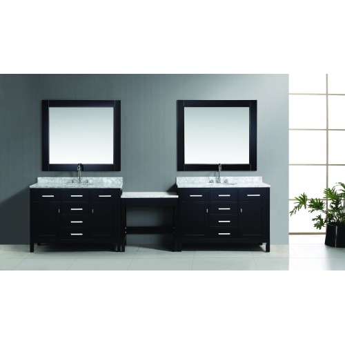 Two London 48" Single Sink Vanity Set in Espresso Finish with One Make-up table in Espresso