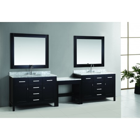 Two London 48" Single Sink Vanity Set in Espresso Finish with One Make-up table in Espresso