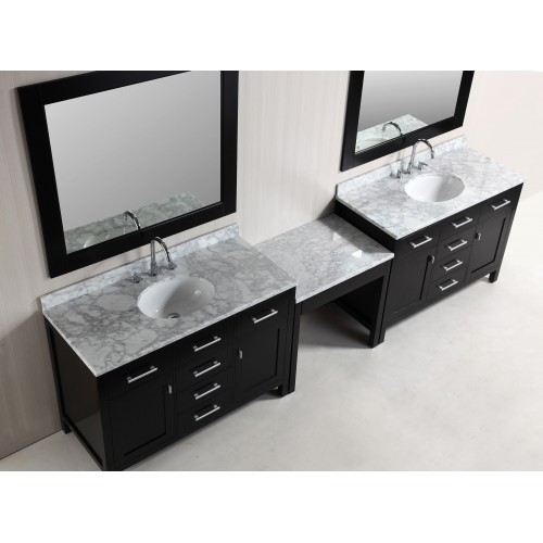 Two London 48" Single Sink Vanity Set in Espresso Finish with One Make-up table in Espresso