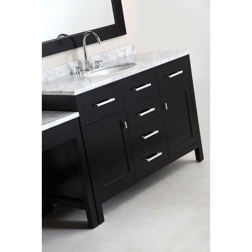 Two London 48" Single Sink Vanity Set in Espresso Finish with One Make-up table in Espresso