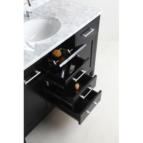 Two London 48" Single Sink Vanity Set in Espresso Finish with One Make-up table in Espresso