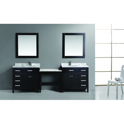 Two London 36" Single Sink Vanity Set in Espresso with One Make-up table in Espresso