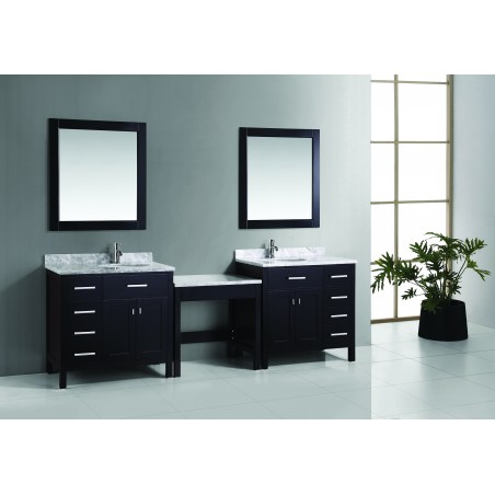 Two London 36" Single Sink Vanity Set in Espresso with One Make-up table in Espresso