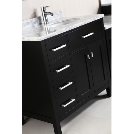 Two London 36" Single Sink Vanity Set in Espresso with One Make-up table in Espresso