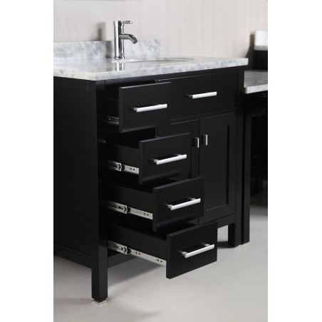 Two London 36" Single Sink Vanity Set in Espresso with One Make-up table in Espresso