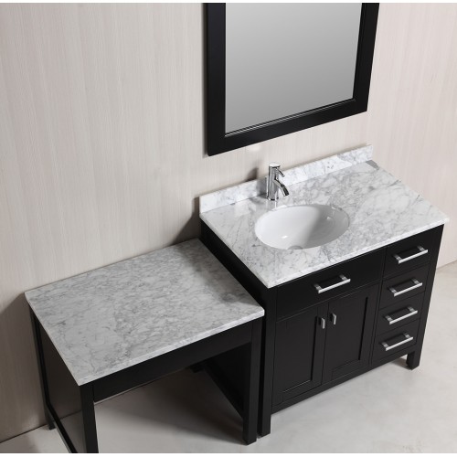 London 36" Single Sink Vanity Set in Espresso with One Make-up table in Espresso