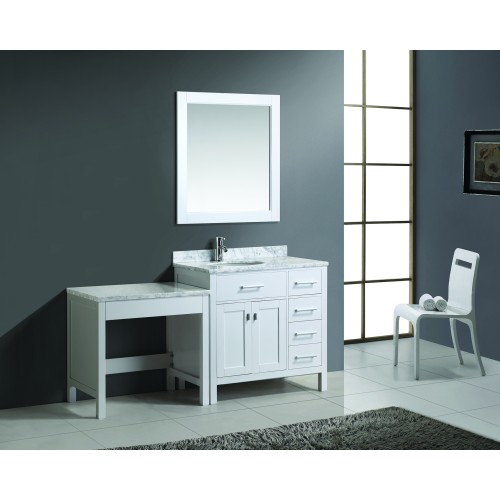 London 36" Single Sink Vanity Set in White with One Make-up table in White
