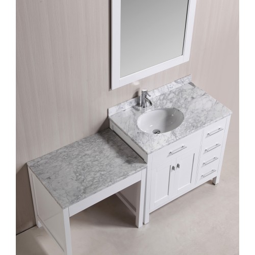London 36" Single Sink Vanity Set in White with One Make-up table in White