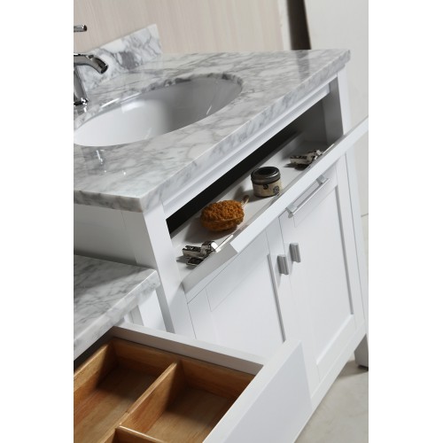 Two London 30" Single Sink Vanity Set in White and One Make-up table in White