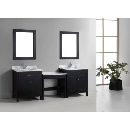 Two London 30" Single Sink Vanity Set in Espresso and One Make-up table in Espresso