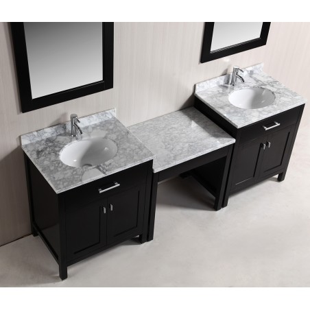 Two London 30" Single Sink Vanity Set in Espresso and One Make-up table in Espresso