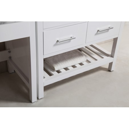 Two London 36" Single Sink Vanity Set in White with One Make-up table in White