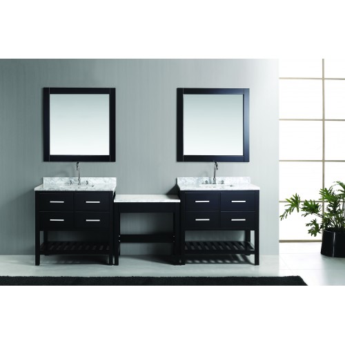 Two London 36" Single Sink Vanity Set in Espresso with One Make-up table in Espresso