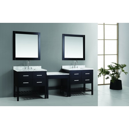 Two London 36" Single Sink Vanity Set in Espresso with One Make-up table in Espresso