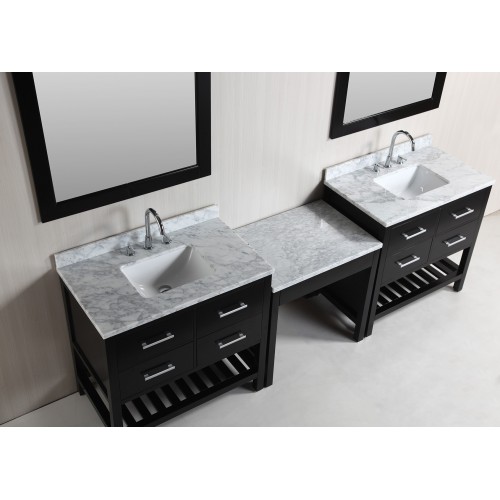 Two London 36" Single Sink Vanity Set in Espresso with One Make-up table in Espresso