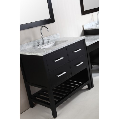 Two London 36" Single Sink Vanity Set in Espresso with One Make-up table in Espresso