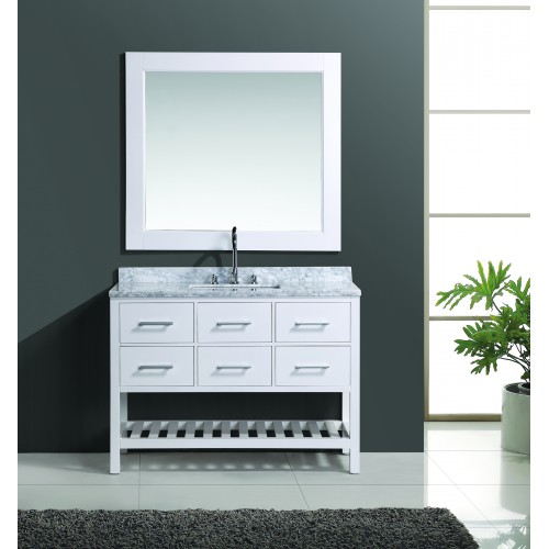 London 48" Single Sink Vanity Set in White Finish