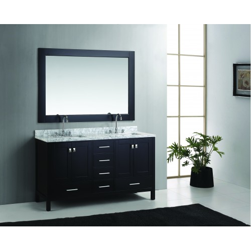 London 60" Double Sink Vanity Set in Espresso Finish