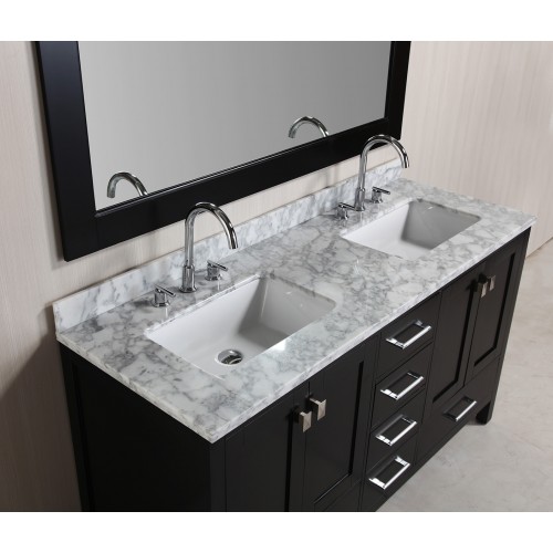 London 60" Double Sink Vanity Set in Espresso Finish