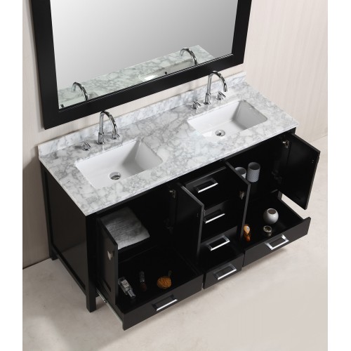 London 60" Double Sink Vanity Set in Espresso Finish