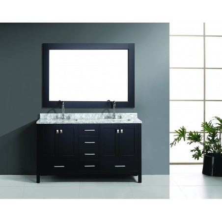 London 60" Double Sink Vanity Set in Espresso Finish