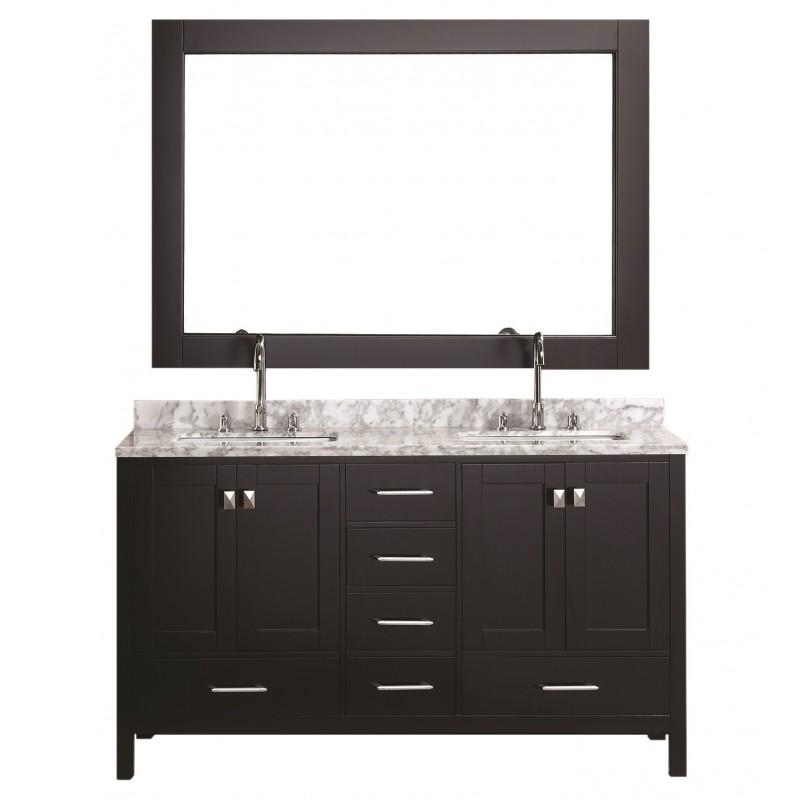 London 60" Double Sink Vanity Set in Espresso Finish