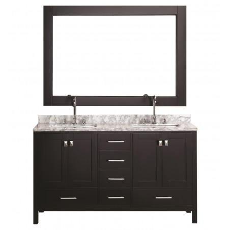 London 60" Double Sink Vanity Set in Espresso Finish