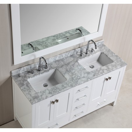 London 60" Double Sink Vanity Set in White Finish