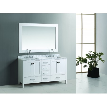 London 60" Double Sink Vanity Set in White Finish