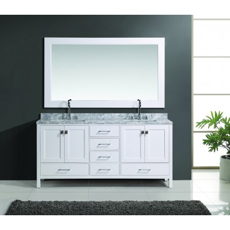 London 72" Double Sink Vanity Set in White Finish