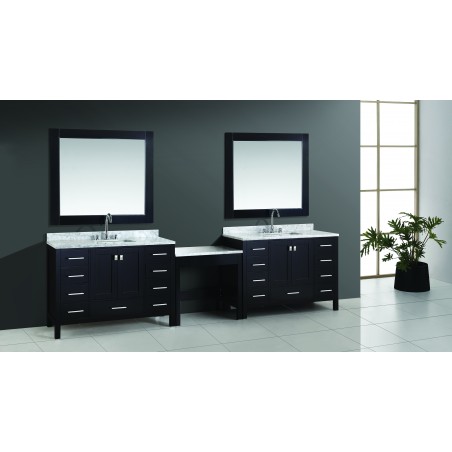 Two London 48" Single Sink Vanity Set in Espresso Finish with One Make-up table in Espresso