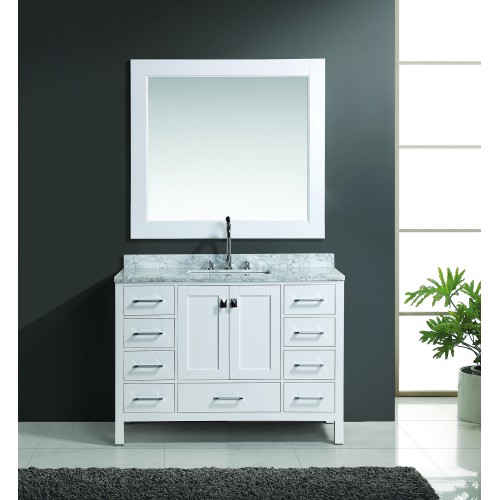 London 48" Single Sink Vanity Set in White Finish