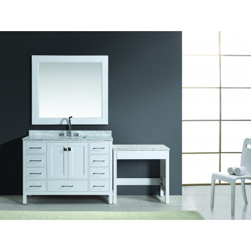 London 48" Single Sink Vanity Set in White Finish with One Make-up table in White Finish