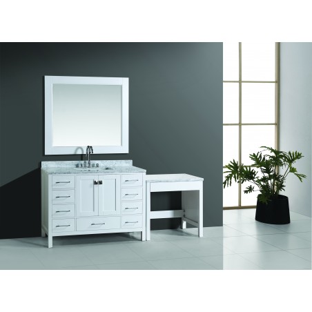 London 48" Single Sink Vanity Set in White Finish with One Make-up table in White Finish