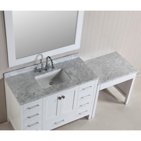 London 48" Single Sink Vanity Set in White Finish with One Make-up table in White Finish