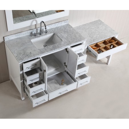 London 48" Single Sink Vanity Set in White Finish with One Make-up table in White Finish