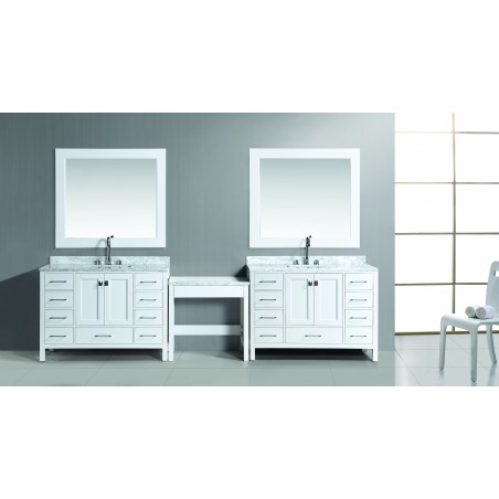 Two London 48" Single Sink Vanity Set in White Finish with One Make-up table in White