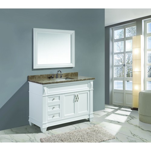 Hudson 48" Single Sink Vanity Set in White with Marble Top