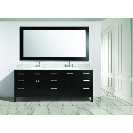 London 84" Double Sink Vanity Set in Espresso Finish 