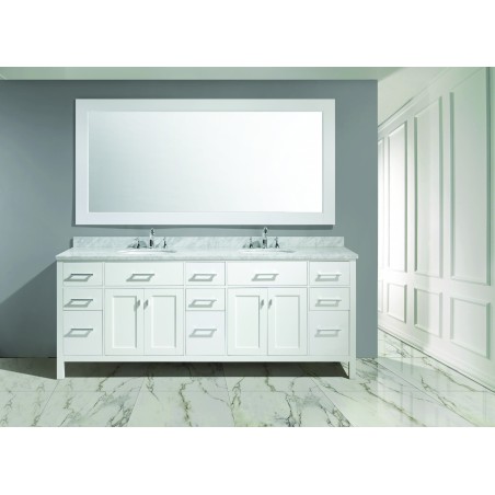 London 84" Double Sink Vanity Set in White Finish