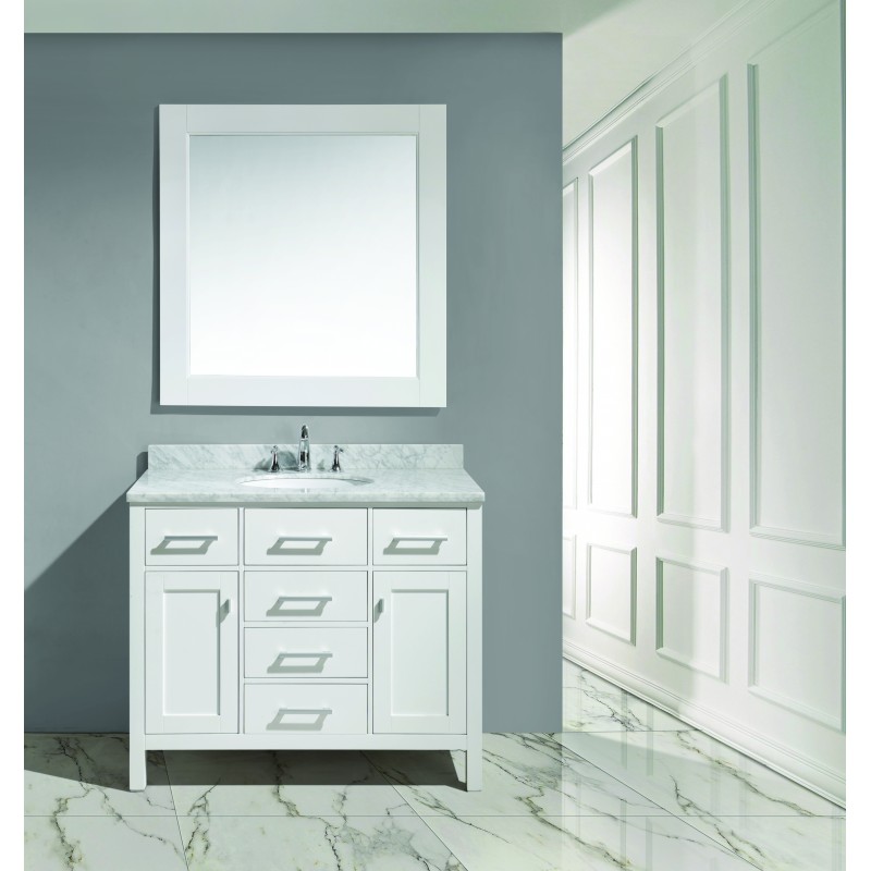 London 42" Single Sink Vanity Set in White Finish