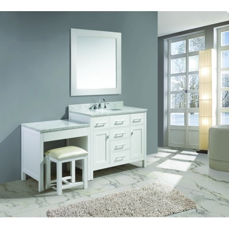 London 42" Single Sink Vanity Set in White Finish with One Make-up table in White